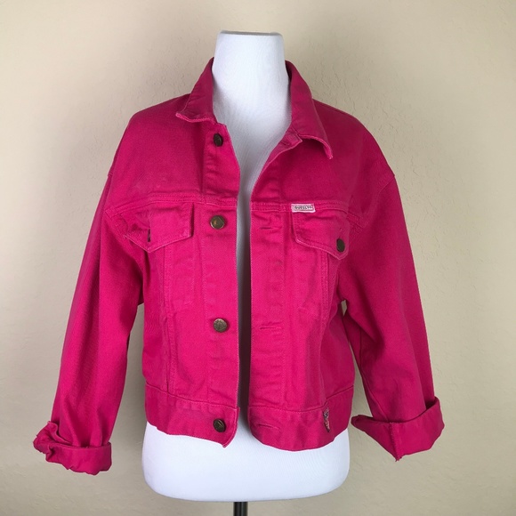 guess pink denim jacket